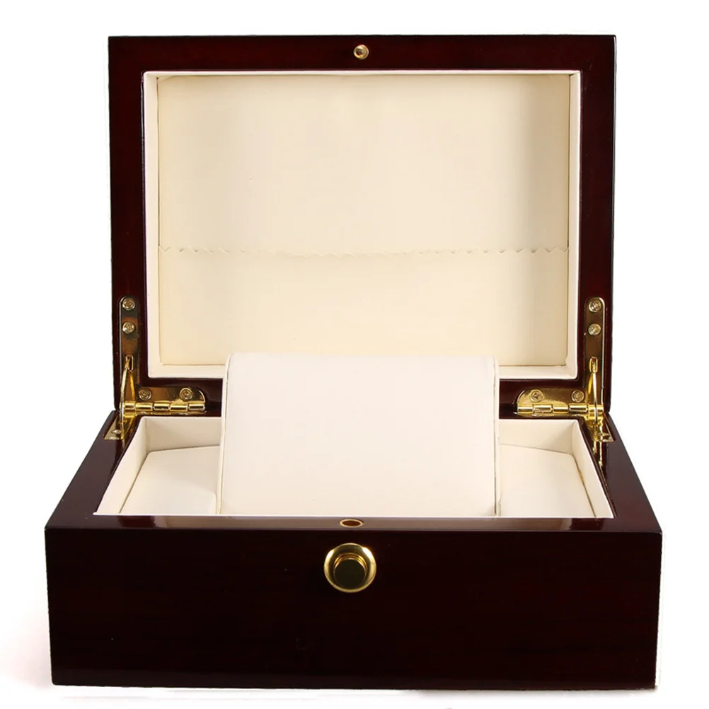 

Stylish Watch Display Box Premium Lacquered Wood Case Unisex Storage Organizer for Watches Jewelry Gift Packaging Red