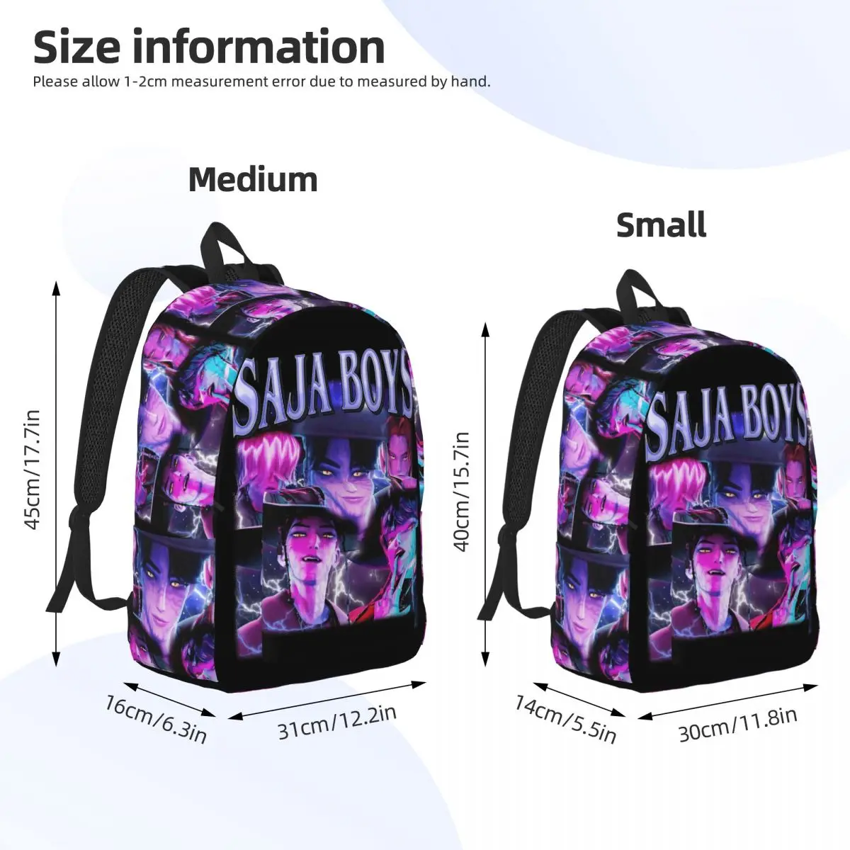 Bootleg Saja Boys Kpop Demon Hunters 클래식 배낭 스포츠 학생 작업 Daypack 남성용 여성용 대학 캔버스 가방