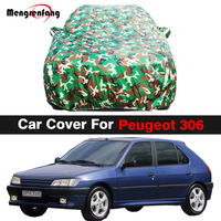 Full Camouflage Car Cover For Peugeot 306 1993-2002 Waterproof Auto Outdoor Sun Shade Anti-UV Rain Snow Resistant Cover