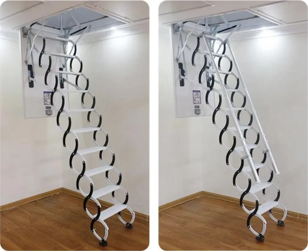Customized Electric Portable Folding Stairs Design Telescopic Staircase Curved Stair Side Mounted Top Stairs