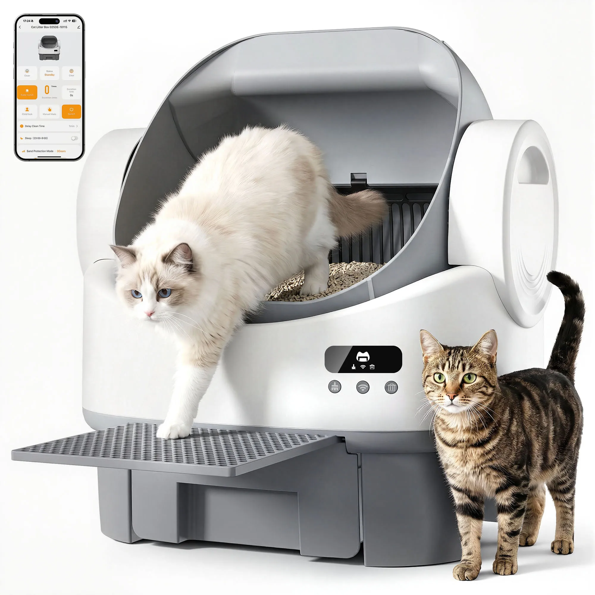 Litière pour chat autonettoyante, litière automatique XXL pour chat avec contrôle via application, protection de sécurité à 10 couches
