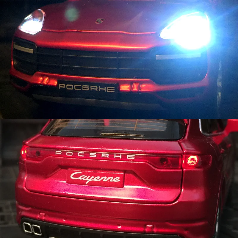 1:32 Porsche Cayenne modello di auto in lega SUV fuoristrada per bambini ha funzioni di suono e illuminazione simulate, dettagli ricchi