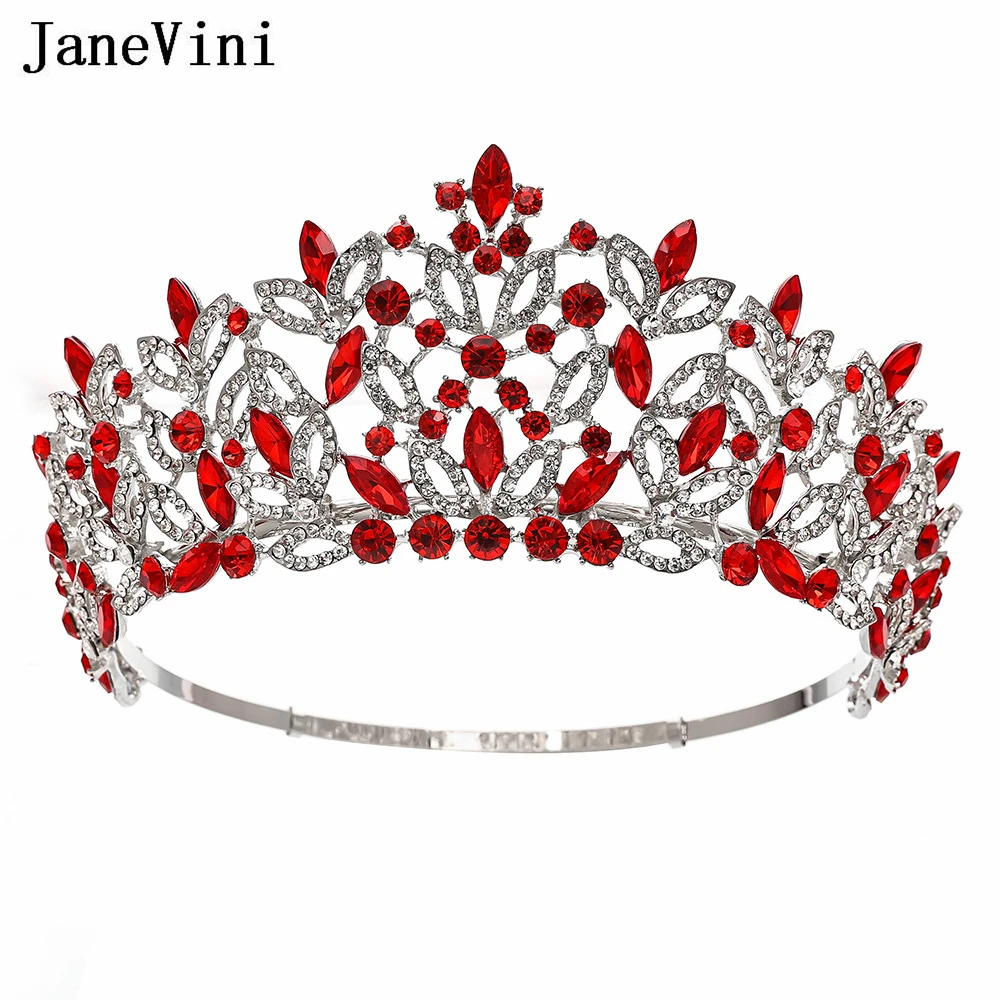 

JaneVini Miss Universe Wedding Crown Adjustable Circle Queen Rhinestone Women Tiaras Party Stage Show Hair Jewelry for Pageant