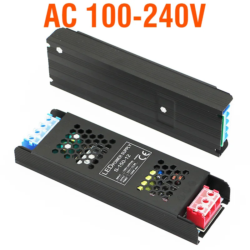 Ultra cienki sterownik do taśm LED Zasilacz stałonapięciowy DC 12V / 24V Transformatory oświetleniowe 60W 100W 150W 200W 300W 400W