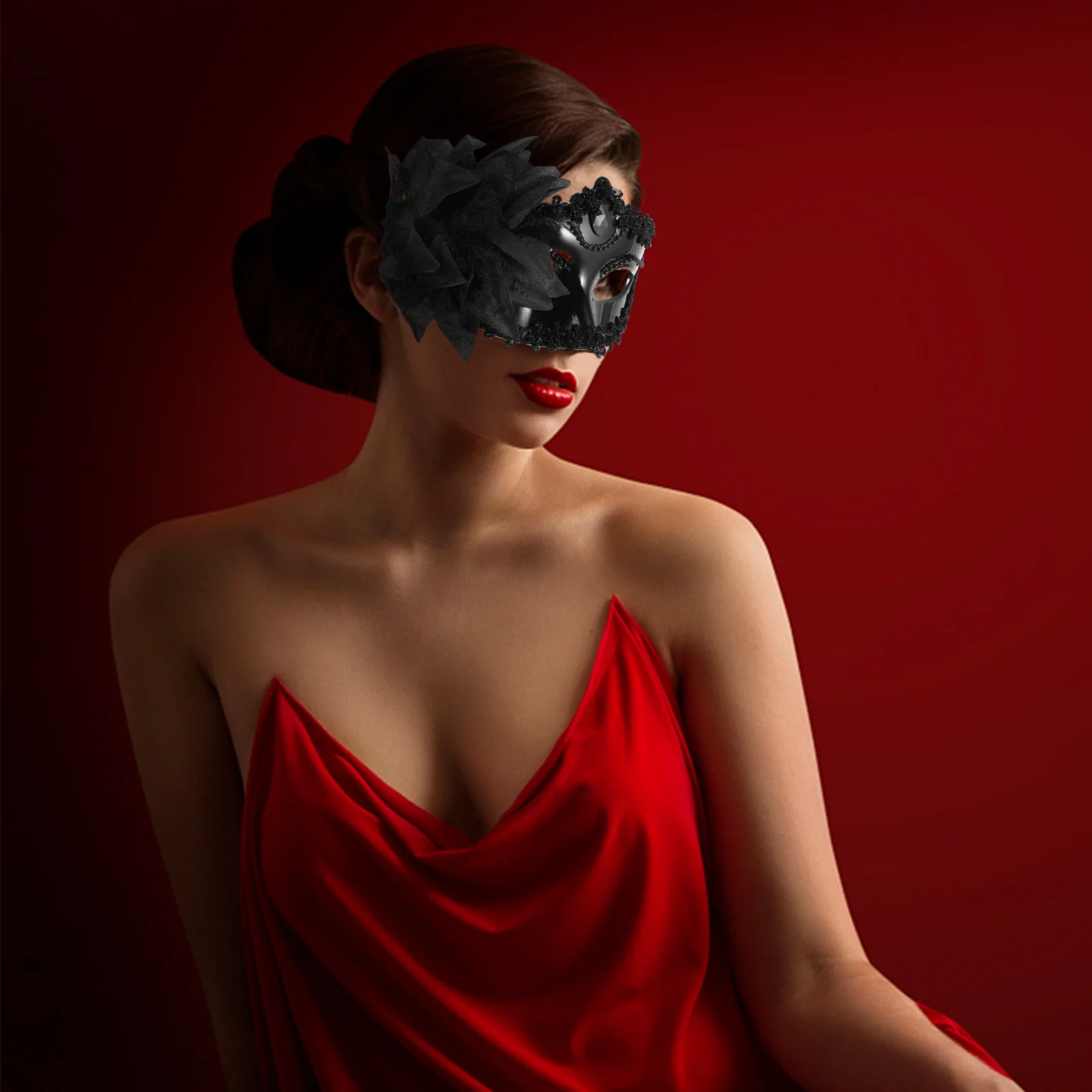 

2Pcs Delicate Flower Masquerade Mask Adjustable Fit Luxury Style Comfortable Band Party Ball Cosplay Face Cover for Men Women