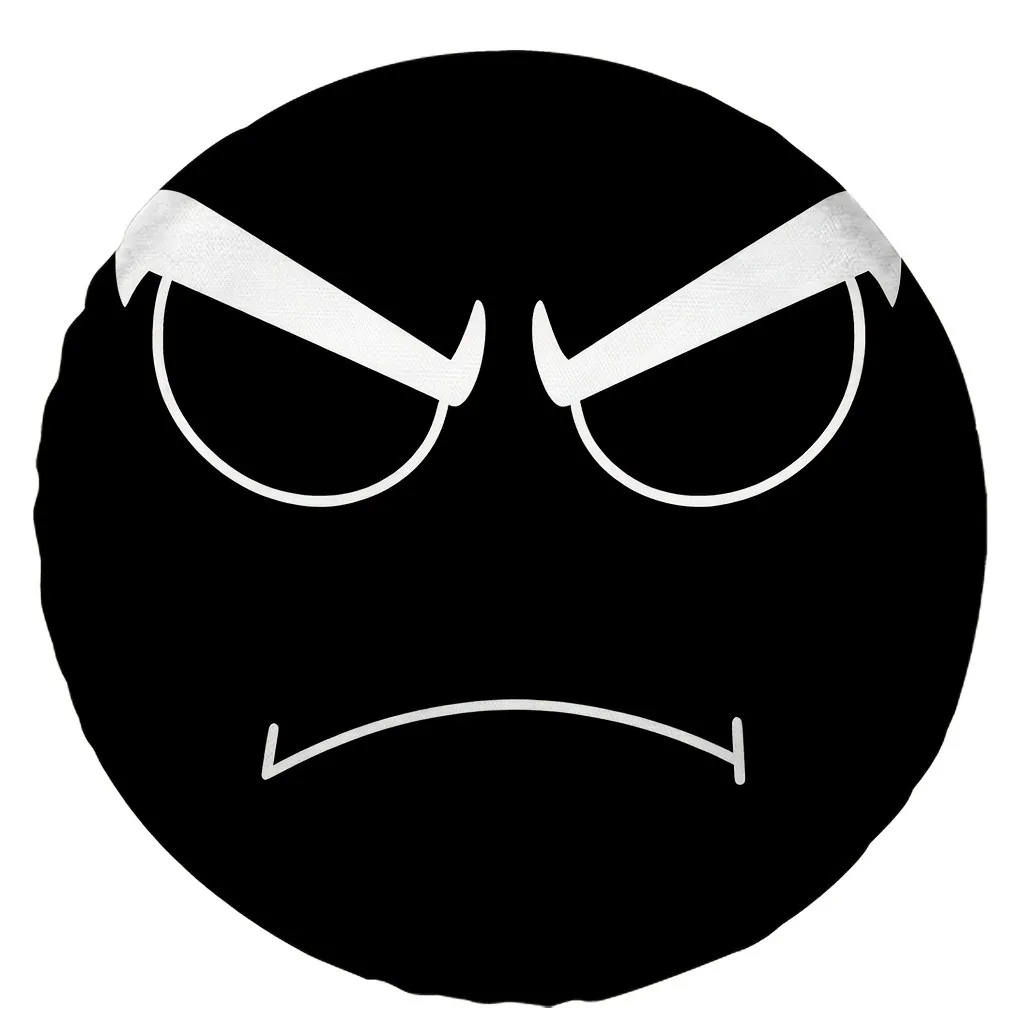 

Angry Face Spare Tire Cover Black Moody Emoji Polyester Protector for Car SUV Jeep