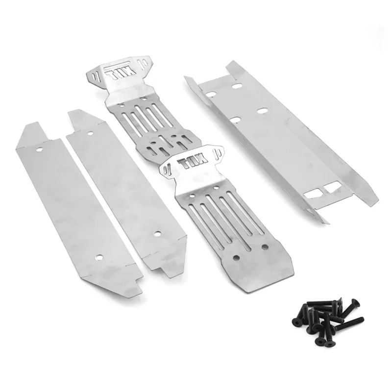 5Pcs Stainless Steel Front and Rear Chassis Armor Skid Plate Protector for 1/6 Traxxas XRT RC Truck Car Upgrade Parts