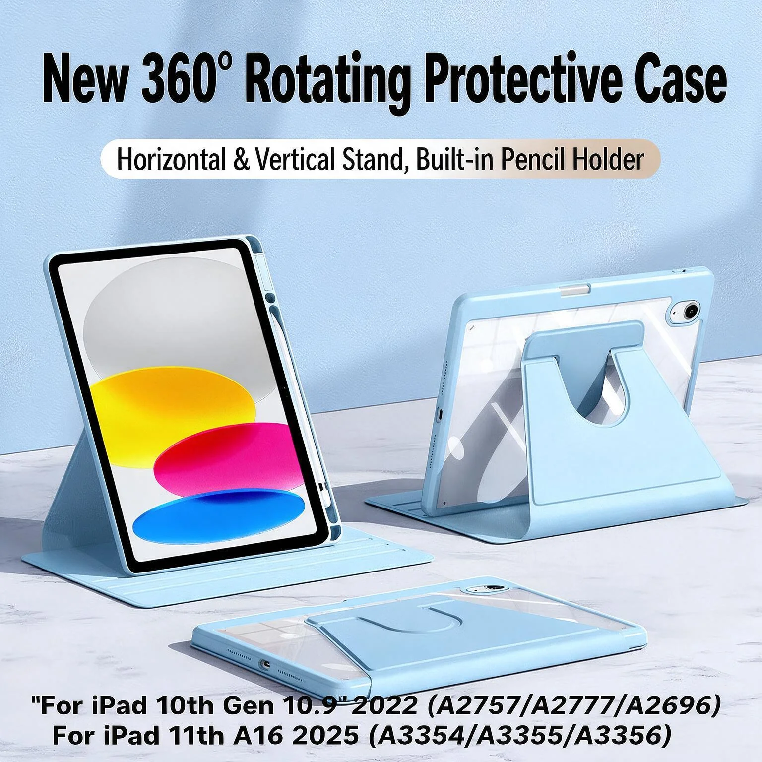 Case For iPad 11th Generation A16 2025 360 Rotation with Pencil Holde Auto Wake & Sleep Magnetic Tablet Cover Funda 10th 10.9"