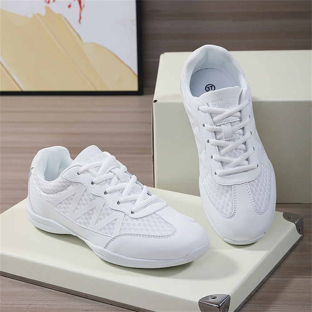 Arkkg Meisjes Witte Cheer Schoenen Sneakers Ademende Training Dansschoenen Lichtgewicht Jeugd Cheer Wedstrijd Sneakers