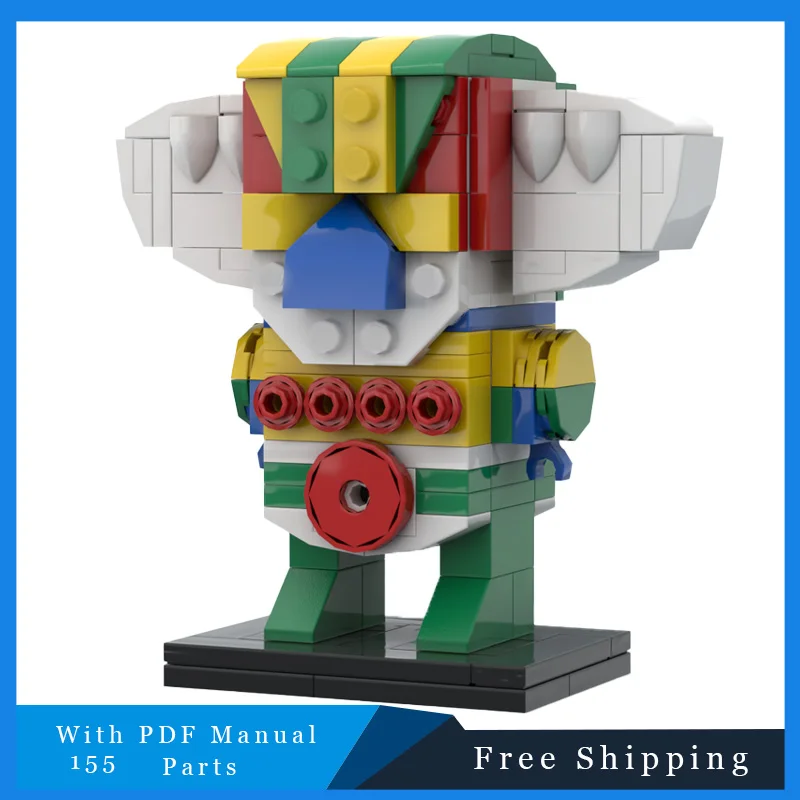 155 부품 MOC 크리에이티브 로봇 브릭헤드 모델 크리스마스 생일 선물 어린이 교육용 DIY 조립 블록 장난감