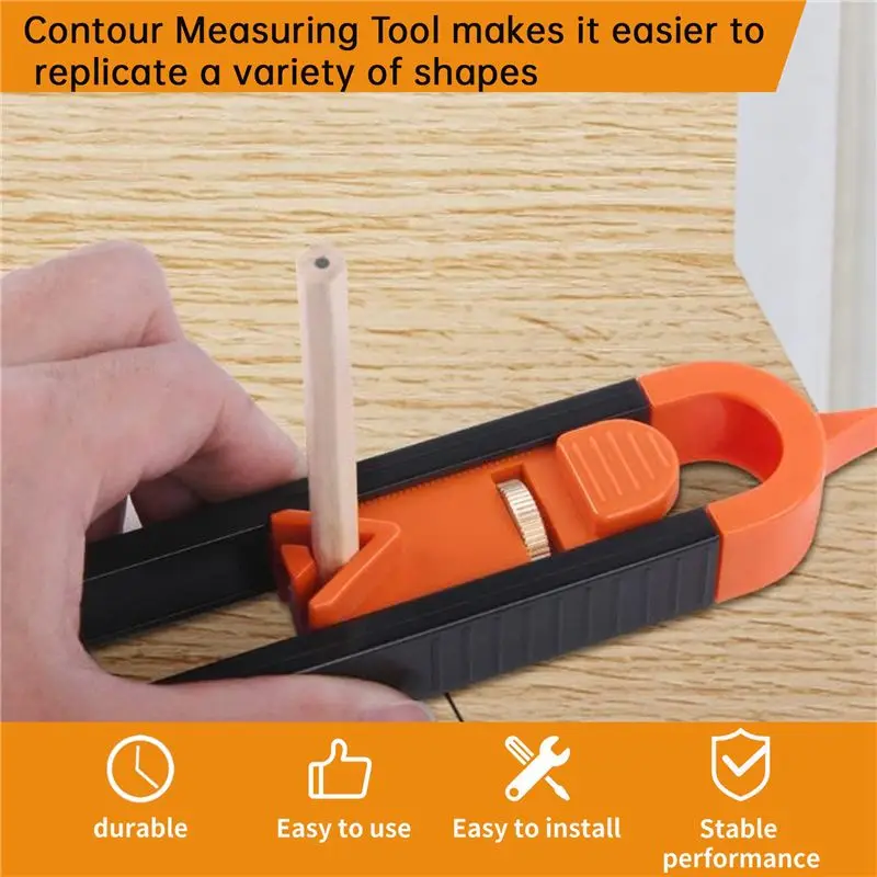 [HOT!A34R】 Contour Measuring Tool With Lock For Pencil - Wood Scribe Tool Edge Corner Measuring Profile Duplicator With 3 Pencil