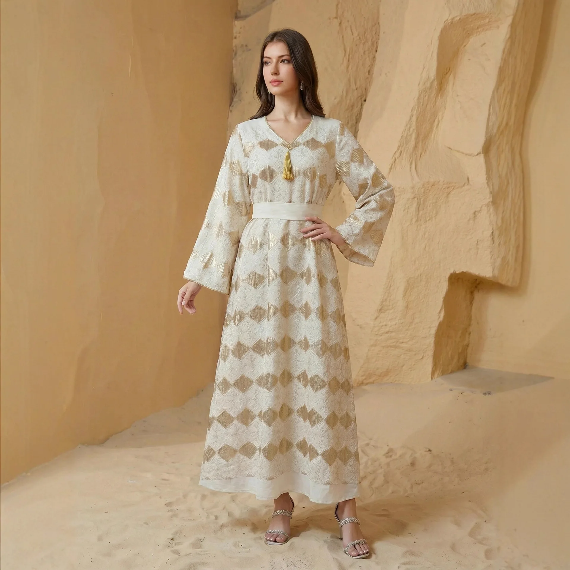 

Dresses Abaya Women Jalabiya Eid Muslim Party Long Dress Sashes Morocco Robe Dubai Abayas Kaftan Ramadan Vestidos Maxi Gown