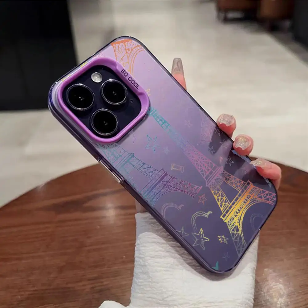 باريس نمط جراب هاتف آيفون 11 12 13 14 15 16 17Pro ماكس الهواء زائد البسيطة الخفيفة الفاخرة الراقية الملونة الفضة حالات