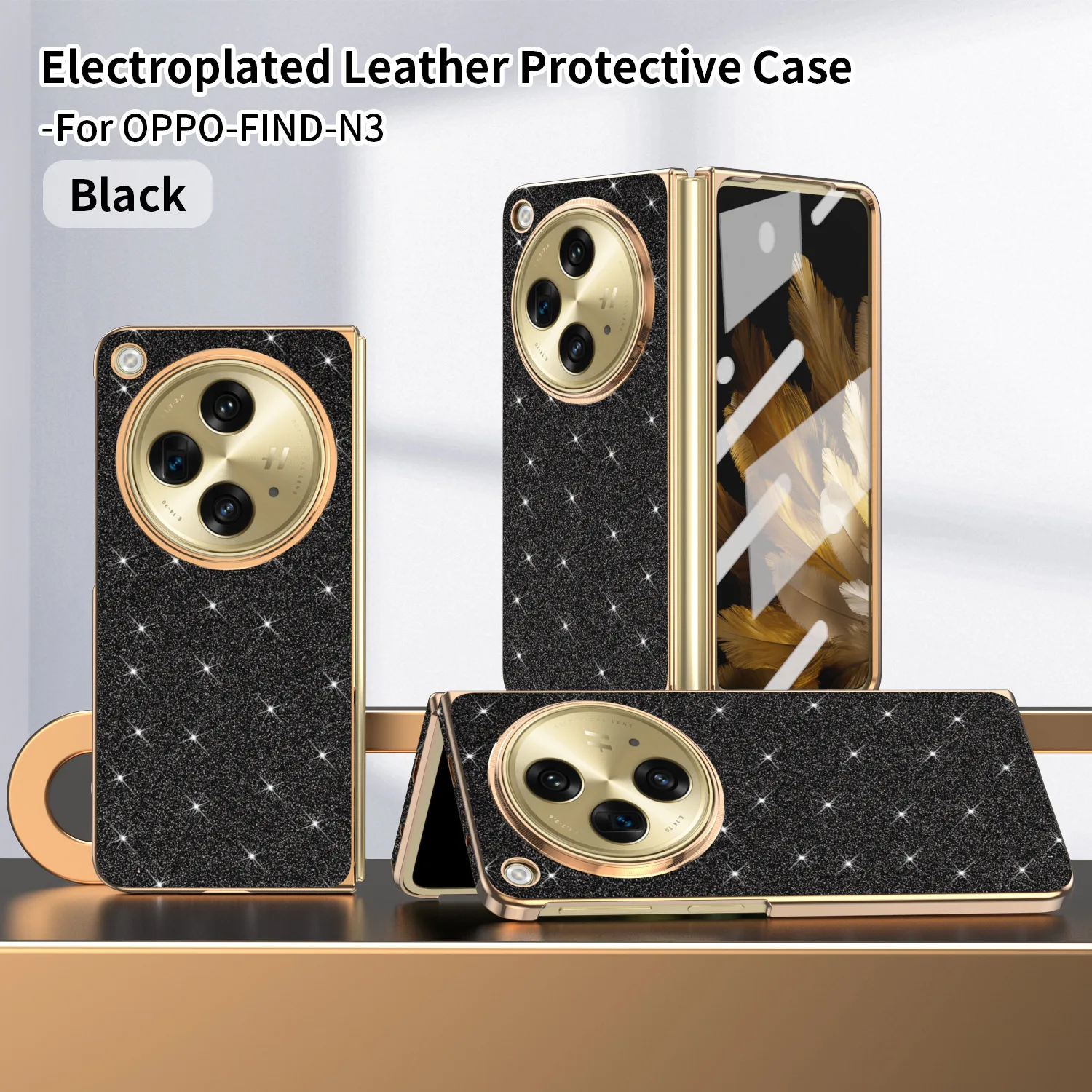 

For oneplus open Case glitter bling leather Leather Folding Phone Back Cover For Oneplus Open Funda Shockproof Bumper open Caque