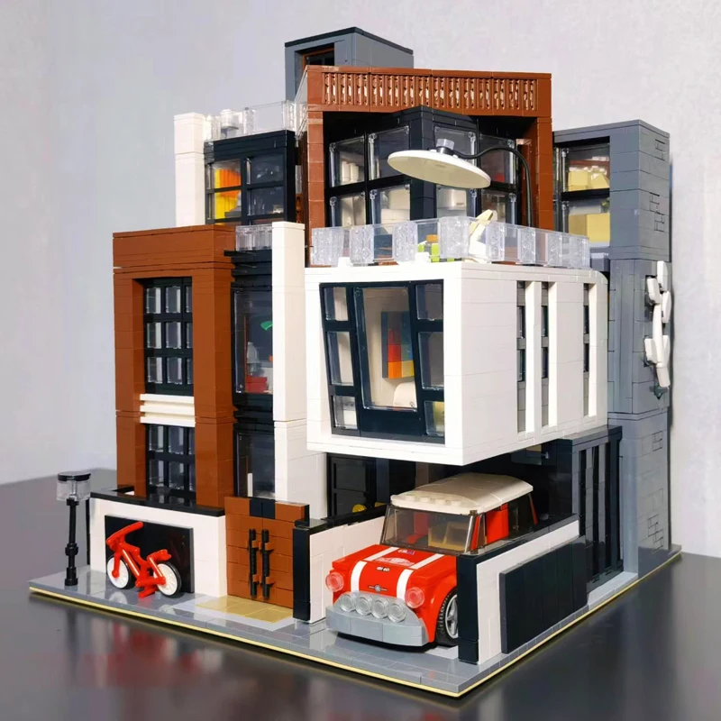 Street View Modern Villas Modular Building Blocks Creative Expert Korean Style City House Model Bricks Toys For Boy Gift MOC