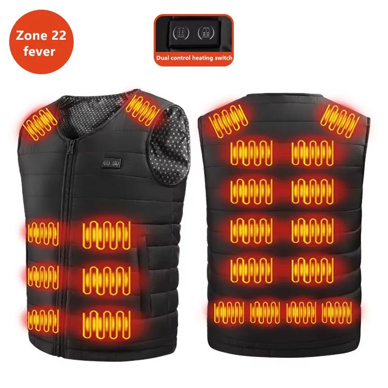 New Men'S Winter 22 Zone Intelligent Heating Warm And Slim Fit Base Vest Casual Outdoor Sleeveless Coat (Excluding Power Bank)