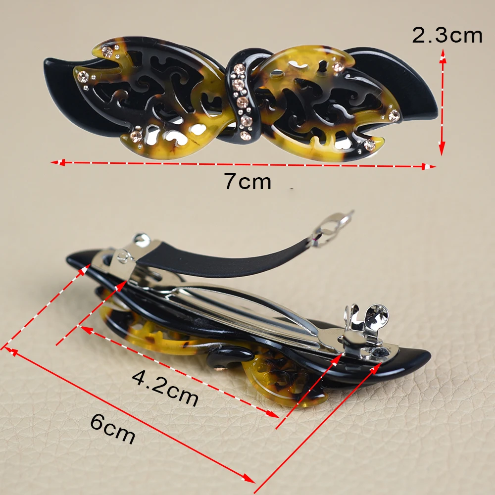 Women Hair Accessories  Korean Small Boutique Cute Hair Clip New Fashion Acetate Rhinestone Bow Hair Barrette