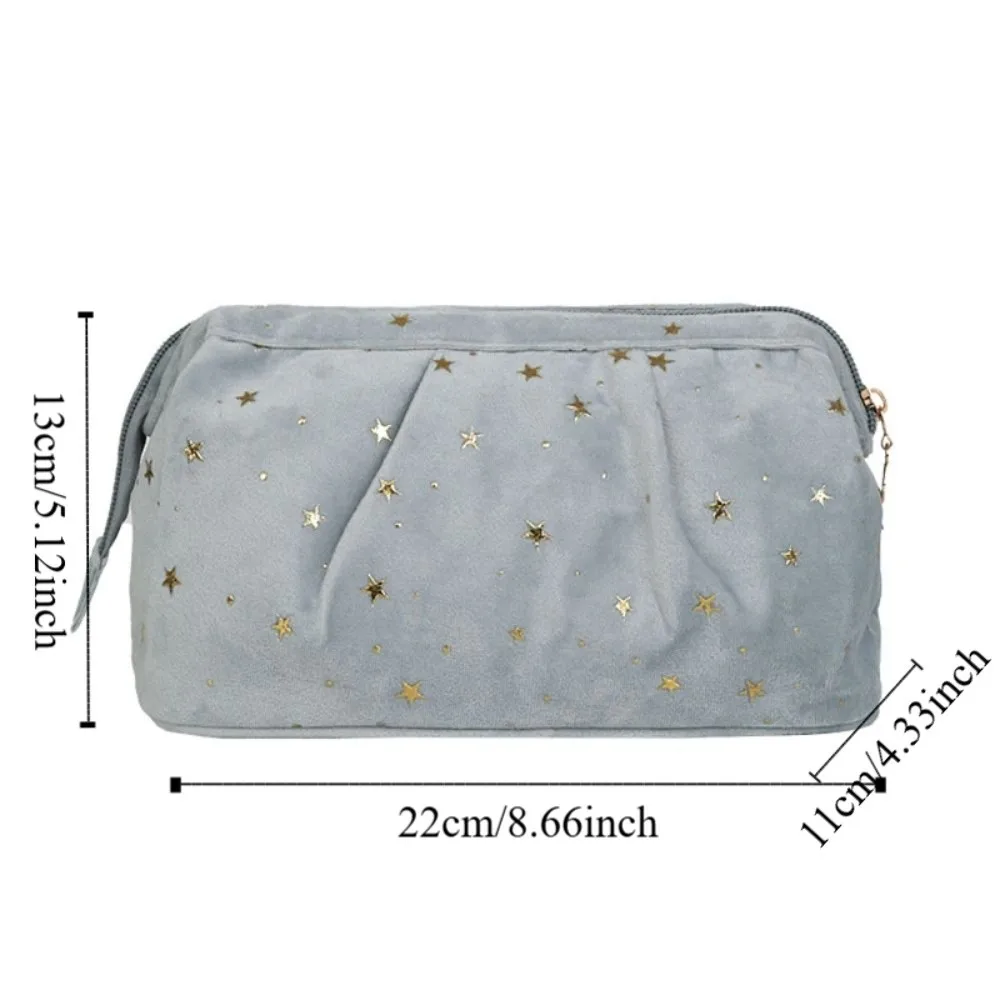 البرنز نجوم المخملية حقيبة مستحضرات التجميل غسل الحقيبة سستة السفر حقيبة أدوات الزينة سعة كبيرة حقيبة يد سطح المكتب حقيبة التخزين غسل الوجه