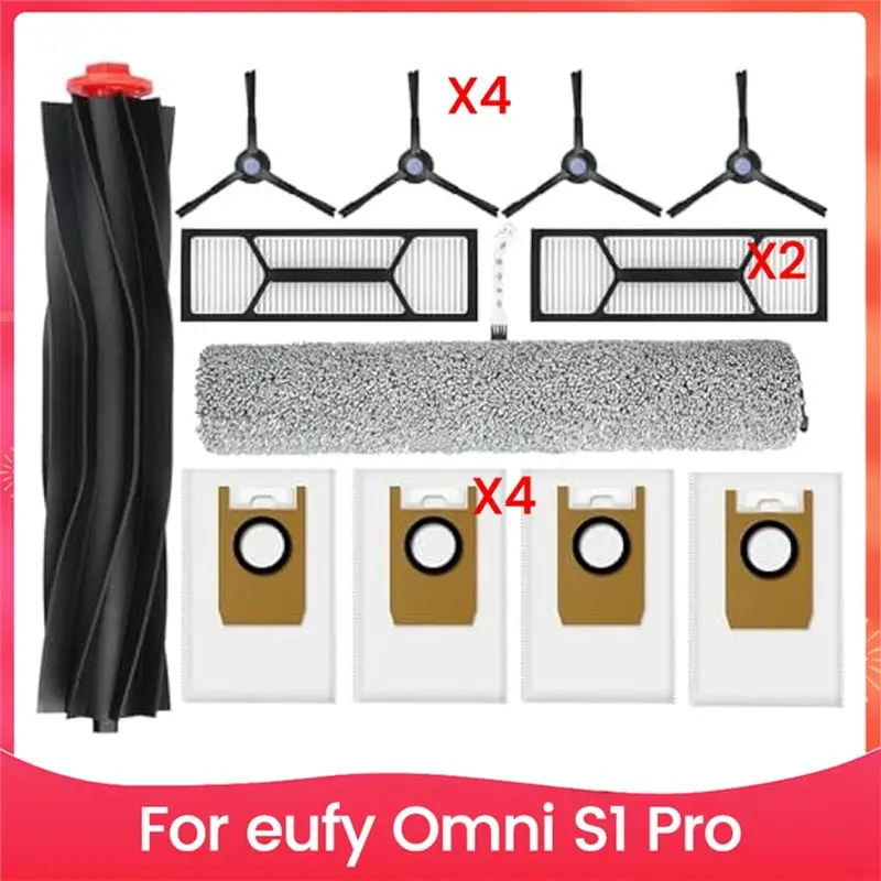 NEW|N92R  Comprehensive Replacement Kit For Eufy Omni S1 Pro: 1 Rolling Mop, 1 Rolling Brush, 4 Dust Bags, 2 Filters, 4 Side Bru