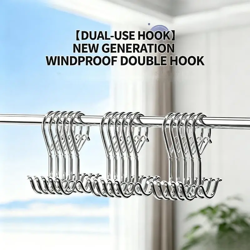 1/5/10Pcs Double Hooks, Heavy-duty Metal Hook With Safety Buckle, Used For Hanging Kitchen Utensils, Clothes, Towels, Shoes