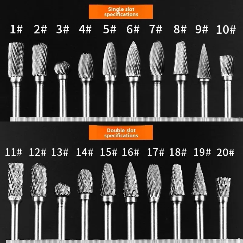 Alloy Tungsten Steel Rotary File Set, Super‑Hard Woodworking Engraving Grinding Head, 3×6mm Die Grinder Bit