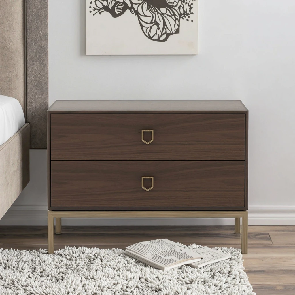 Z DU'S Modern Solid Wood Nightstand, Minimalist Design, Subtle Luxury, Dual-Compartment Storage, Multi-functionalZ