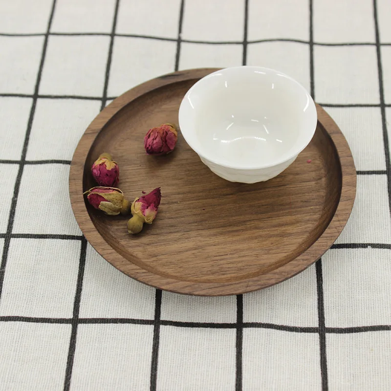 Black walnut wooden plate wooden cake bread breakfast snack plate wooden tray can be resized logo wooden plate тарелки