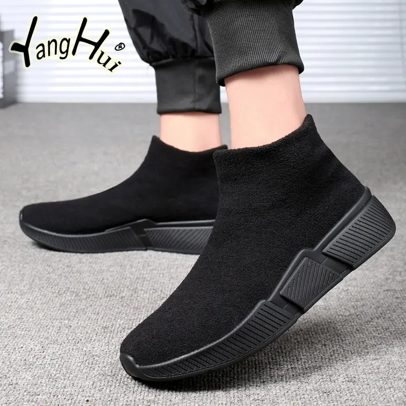 Outdoor Sock Boots Keep Warm Elastic Cotton Fabric Sports Casual Gaobang Platform Shoes for Men 2023 New Fashion Autumn Winter