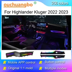 Ouchuangbo LED Ambient Light For RGB Highlander Kluger 2022 2023 Atmosphere Lamp magic environmental Interior Kit 256 Color