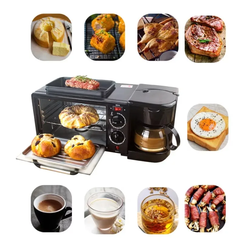 New arrival 3-in-1 Multifunction Mini Bread Maker Set Breakfast Maker With Sandwich Toaster Oven For Household Use
