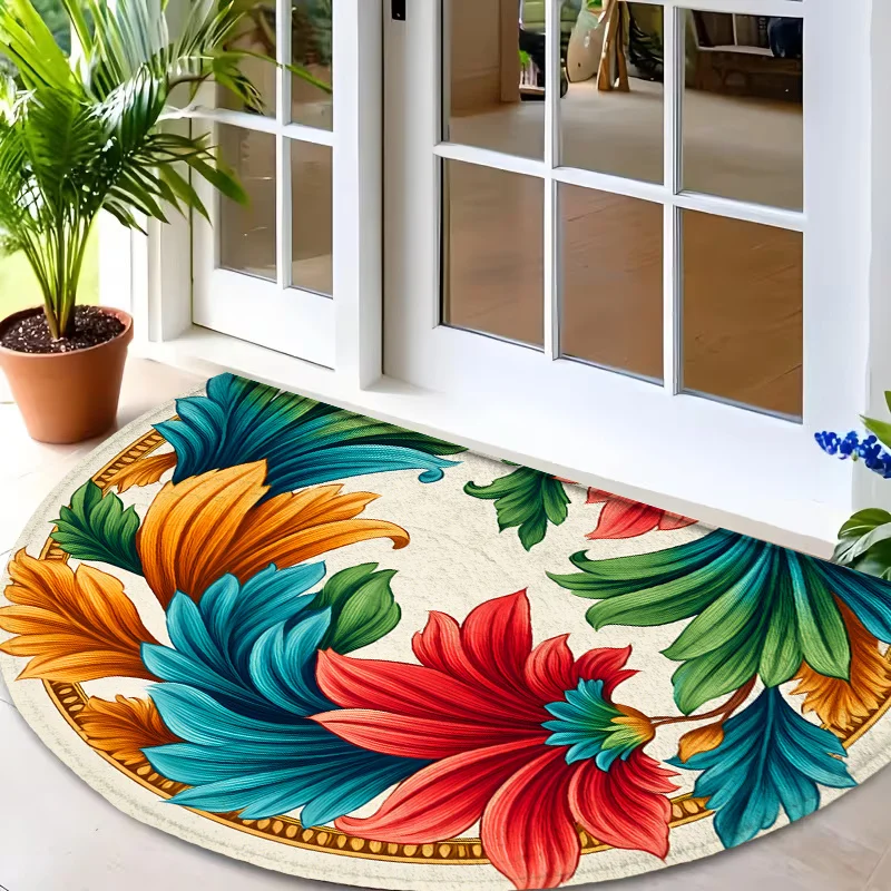 Starry Night Yellow Sunflower Blossom Graphic Art Oval Commercial Door Mat Welcome Rug For Coffee Bar Shop Store