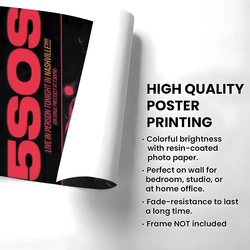 Singer 5 Seconds of Summer Poster Self-adhesive Art Waterproof Paper Sticker Coffee House Bar Room Wall Decor