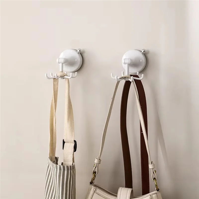 AT05-Rotatable Kitchen Hook - 6-Claw Suction Cup Wall Mount For Spatulas & Cookware, Drill-Free Plastic Storage Solution