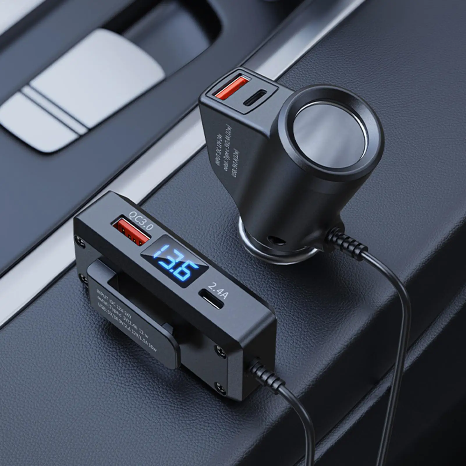 

Автомобильное зарядное устройство с цифровым дисплеем QC3.0 PD Автомобильное зарядное устройство для сотового телефона для транспортных средств Грузовик RV Седан Автомобильный смартфон Планшеты Ноутбуки