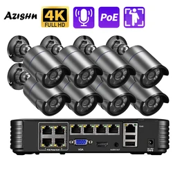 4K Ultra HD 8MP Security POE NVR Kit Human Detection AI Smart Camera Audio Outdoor Home CCTV Video Surveillance Camera Set