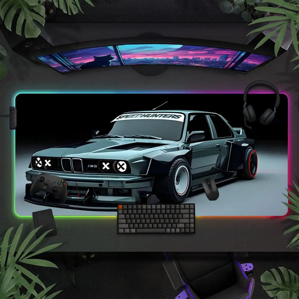 

Supercar Mouse Pad RGB Illuminated Mouse Pad Office Computer Accessories PC Keyboard Pad Oversized LED Anti-Slip Gaming Desk Mat