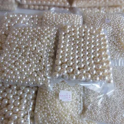 mobile phone hairdressing essential 3mm-20mm  straight hole ivory tint pearl DIY originality handwork material wholesale 500g