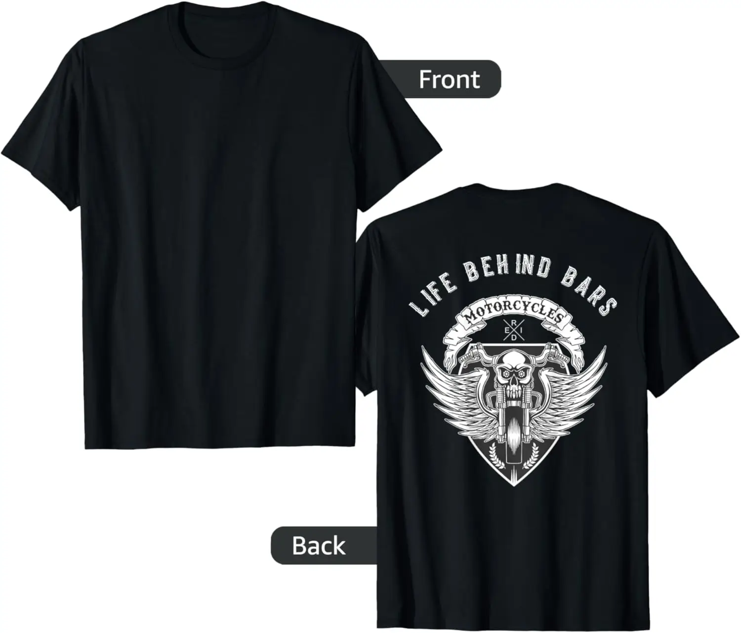 

Life Behind Bars Motorcycle Skull - on back T-Shirt Motorcycle