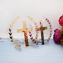 Round Frame With The Lord's Prayer For Christening & Baptism Acrylic Babyshower Sign Party Decor With Nail Guest Gifts