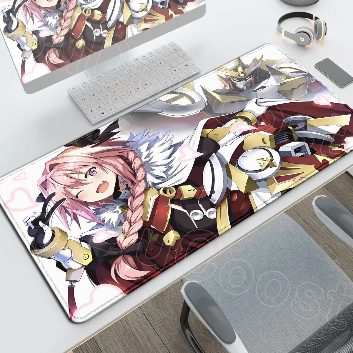 Rutschfeste Gummiunterlage Desktop-Teppich Große Laptop-Dekoration Tastaturmatte XXL Kawaii Girl Astolfo Mauspad PC-Gaming-Zubehör – Detail 17