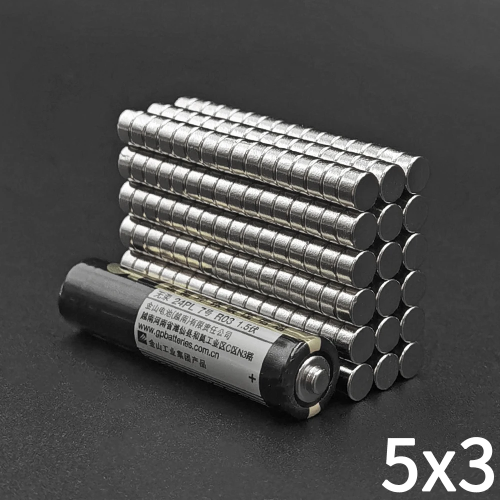 5x3 Round Magnet 5mmx3mm Permanent Super Strong Powerful Magnetic Disc for Fridge, DIY, Building, Scientific, Craft, Education