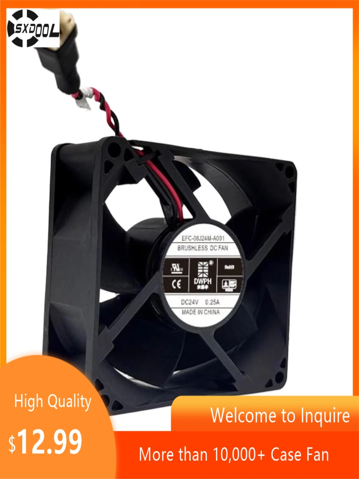 

EFC-08J24M-A001 80mm 24V 0.25A Inverter Cooling Fan 5500 RPM, 66.96 CFM, Dual Ball Ventilation Lock Rotor Protection