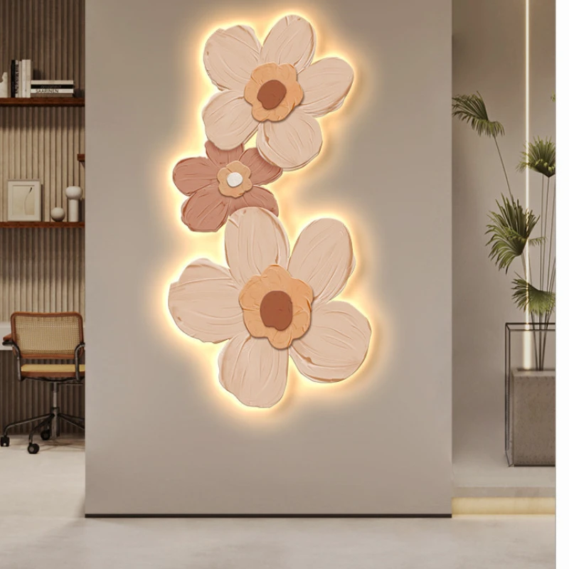 

Living Room Background Wall Hotel Entrance Oil Painting Flower Art Wall Lamp Light Luxury Home Decoration LED Atmosphere Draw