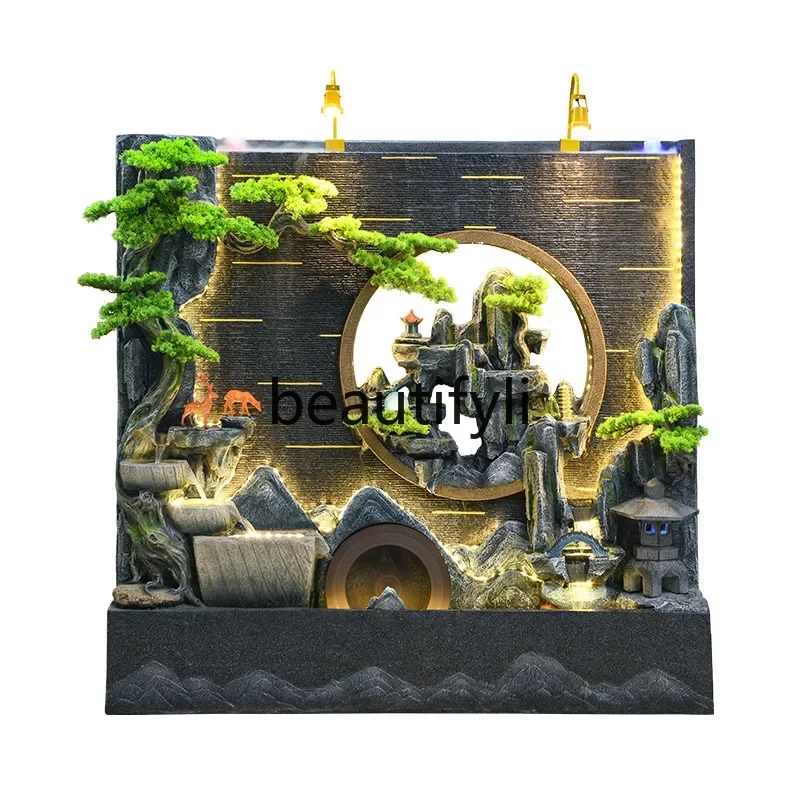D178  Double-sided water curtain wall, flowing screen, water feature, rockery, fish pond landscape, garden landscaping ornament