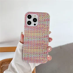 Phone Case For iPhone 15 14 13 12 11 Pro Max Plus Cases Cloth Braided Texture Silicone Soft Shockproof Cover Luxury