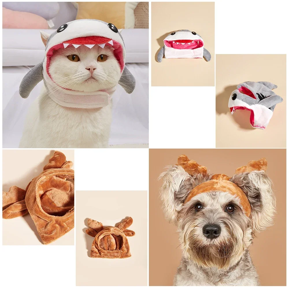 Cute Pet Hats Cat and Dog Hat Tiger Rabbit Hat Soft Hats Adjustable Accessories Breathable Headdress Kitten and Puppy Head Cover