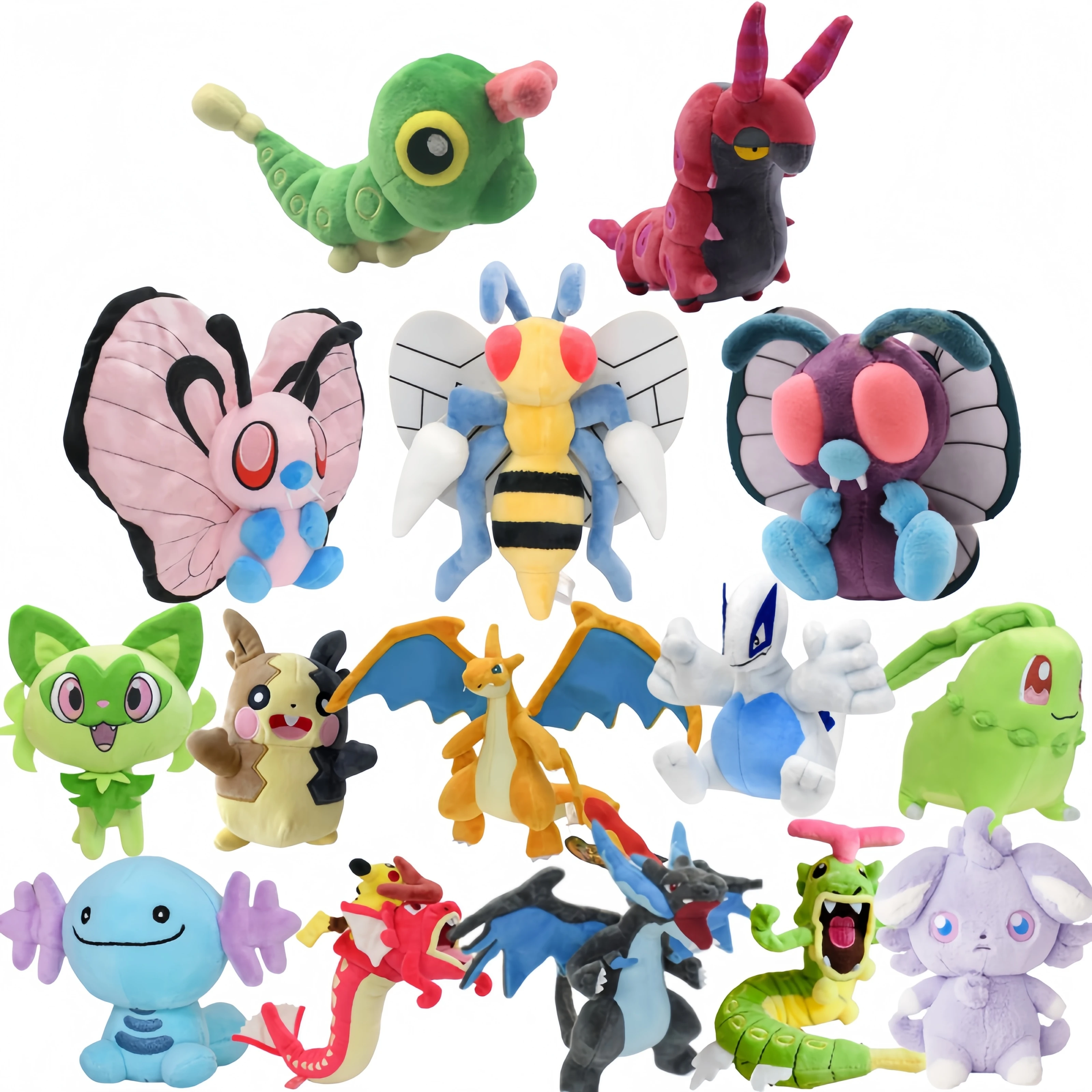 Pelúcia Pokémon Pikachu, Boneco de Pelúcia Butterfree, Beedrill, Brinquedo de Pelúcia Caterpie, Scolipede, Boneco Sprigatito, Wooper, Boneco Espurr