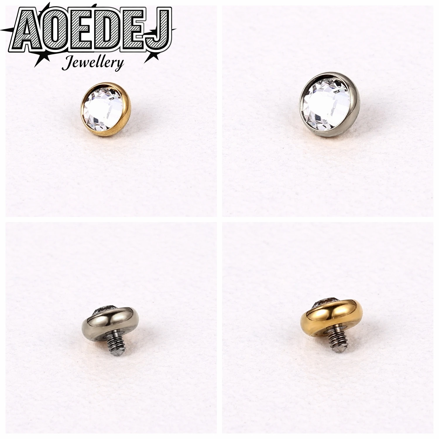 AOEDEJ 1 PC 14G/16G ASTM F136 Titanium Dermal Anchor Top Base CZ Crystal Micro Dermal Piercing Heart Skin Surface Body Piercings