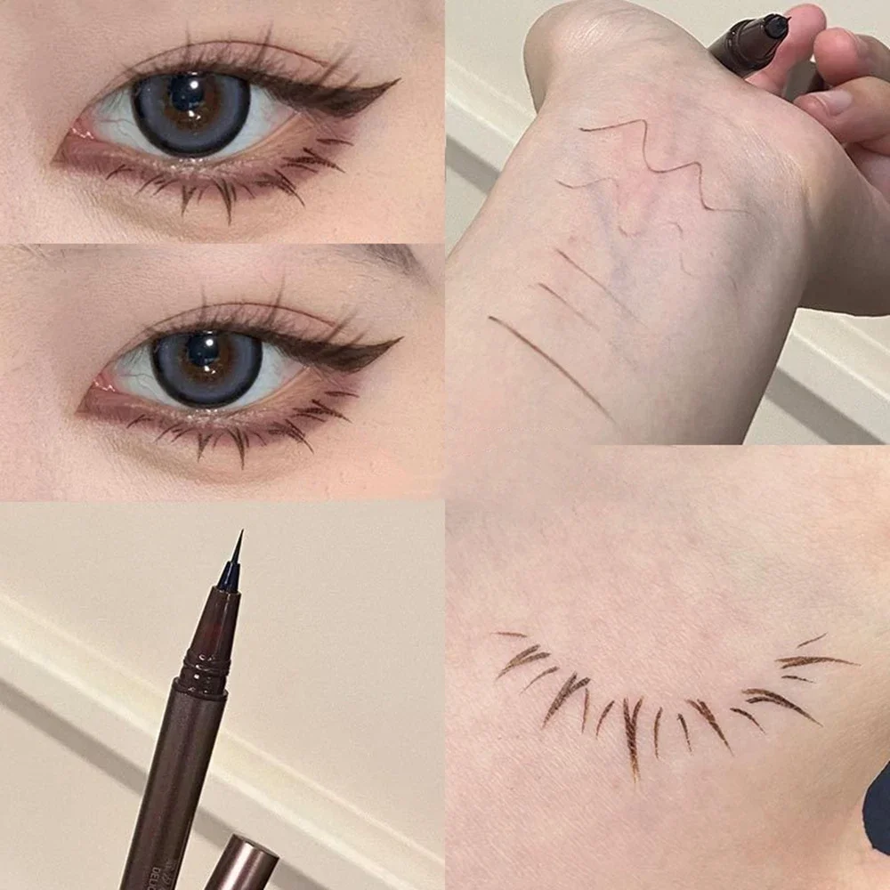 ﻿   Waterdichte vloeibare wenkbrauw Gemakkelijk te kleuren Zweetbestendige wenkbrauwpen 0,05 mm Ultradunne kop Oogmake-up Cosmetische eyeliner-pen
