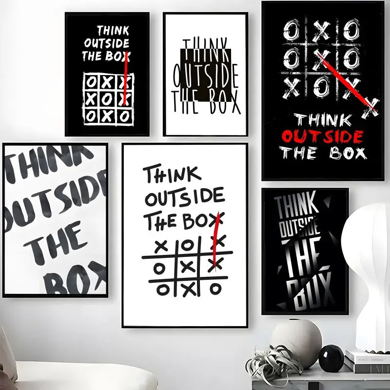 Think outside the box Poster Waterproof Self-Stick Wall Art Stickers, Removable Wall Decor for Living Room and Bedroom